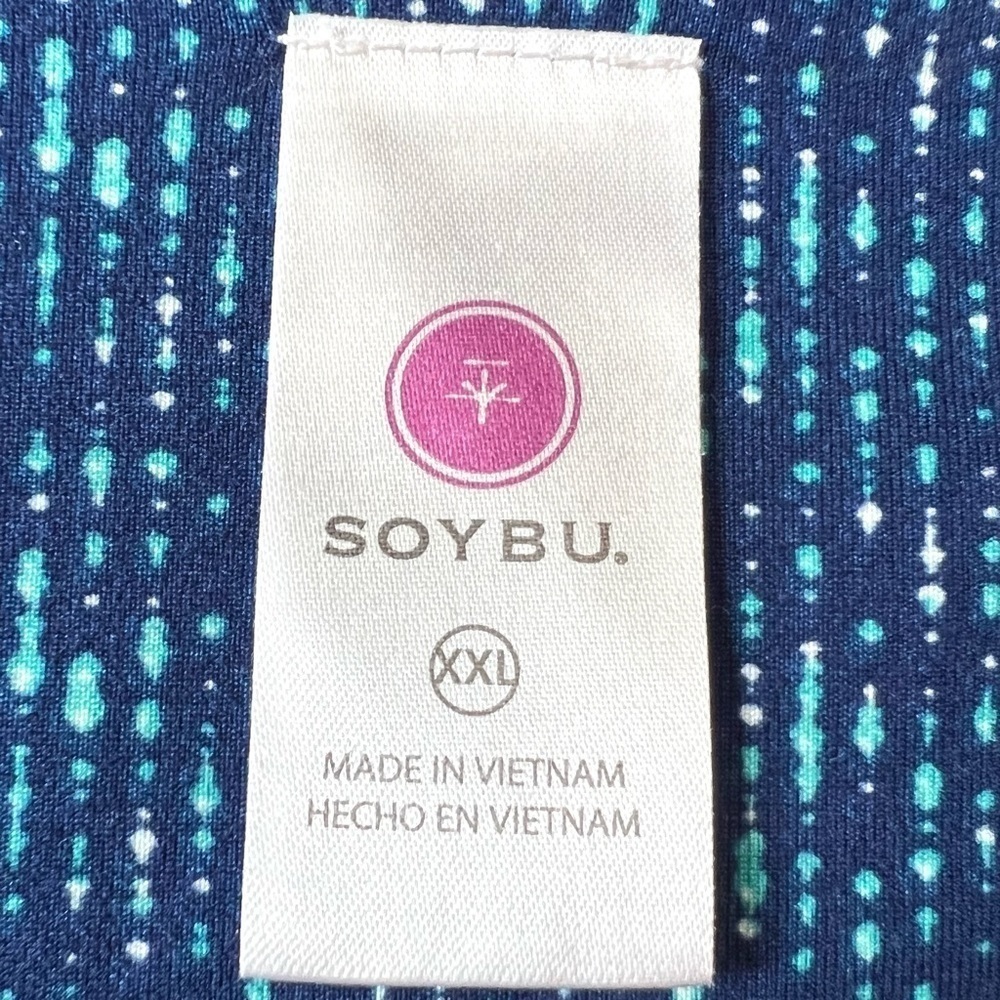Soybu Blue Print Twist Front Casual Stretch Outdoor Active Dress XXL - Picture 6 of 6